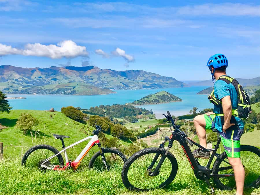 Akaroa: Guided Electric Mountain Bike Tour-Lava Loop - The steep road to the crater rim