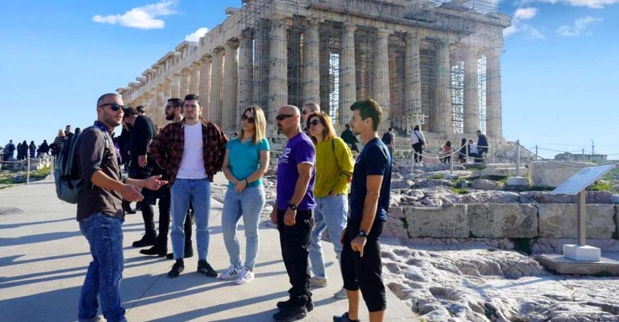 Athens: Acropolis & Parthenon Tour+ E-Bike Tour Option - Walking up to the Acropolis and Parthenon