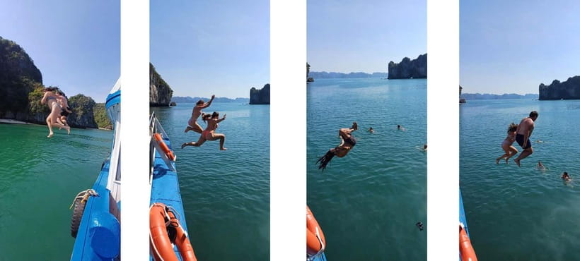 CAT BA: LAN HA & HALONG BAY – KAYAK, BIKE, LUNCH, SNORKEL - Leaving Cat Ba Town for Beo Harbour