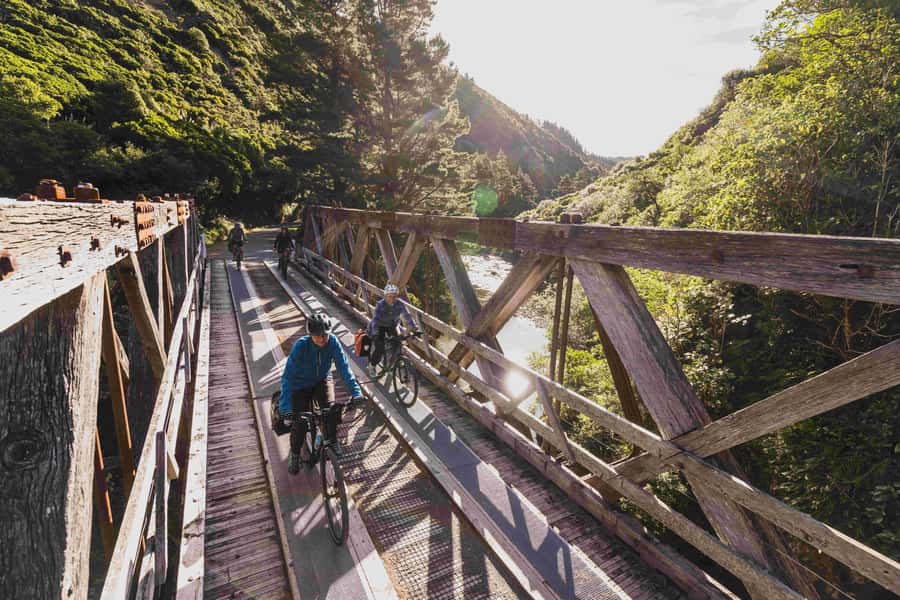 From Wellington: Remutaka Rail Trail eBike Tour - The narrow 2km section near Cross Creek