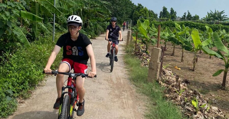 Hanoi Countryside Bicycle Tour - The ancient village gate and the road through rice fields