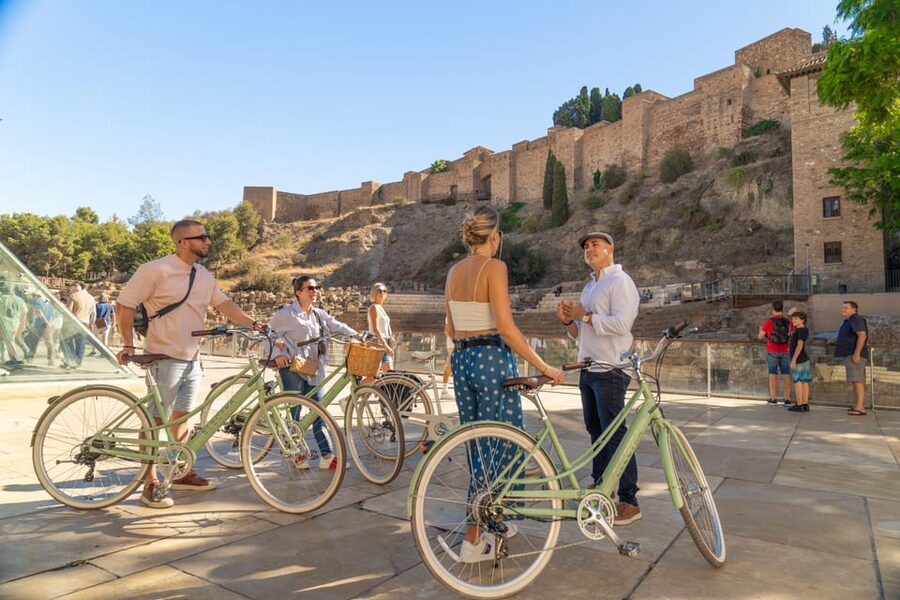 Málaga: Highlights, Hidden Gems and Coast Vintage Bike Tour - The Alcazaba and Roman Theatre in 15 minutes