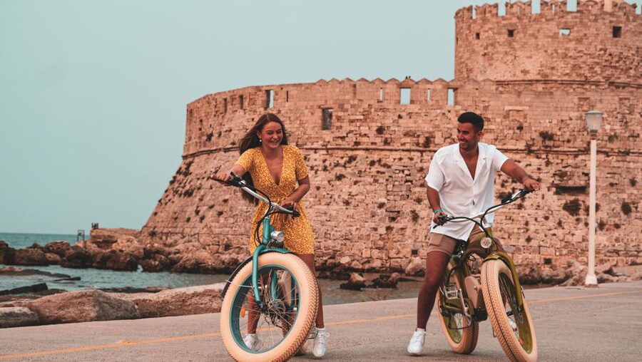 Rhodes: eBike Highlights Tour w/ Personal Photographer - New Town streets and the sunset ride