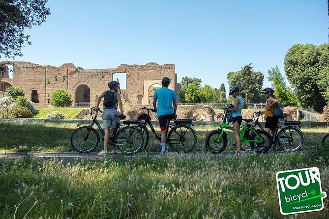 Rome: Appian Way E-bike Tour, Catacombs, Aqueducts & Transfer - Walking to the bikes near Cecilia Metella