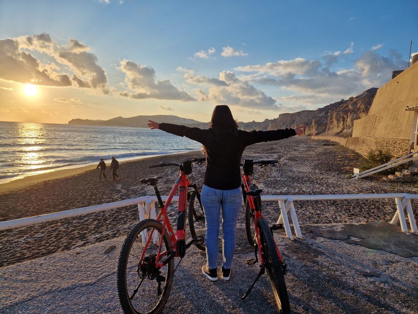 Santorini: E-Bike Sunset Tour Experience - Vlychada and the black coast near Perivolos