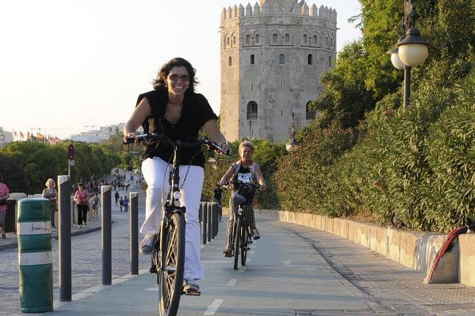 Seville Electric Bike Tour - Small Group - The Torre del Oro from the river