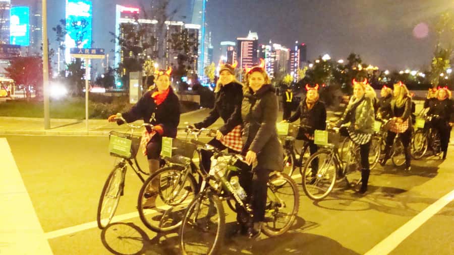 Shanghai Charming Night Small Group Bike Tour - Xintiandi and the modern evening scene